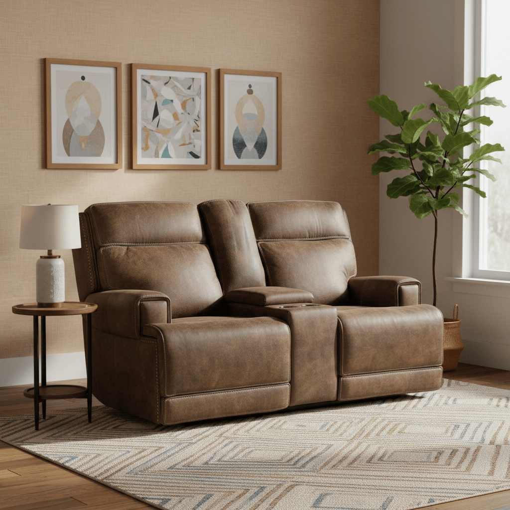 Wheeler Console Loveseat with Power Recline & Power Headrest Sofas & Loveseats| Hooker