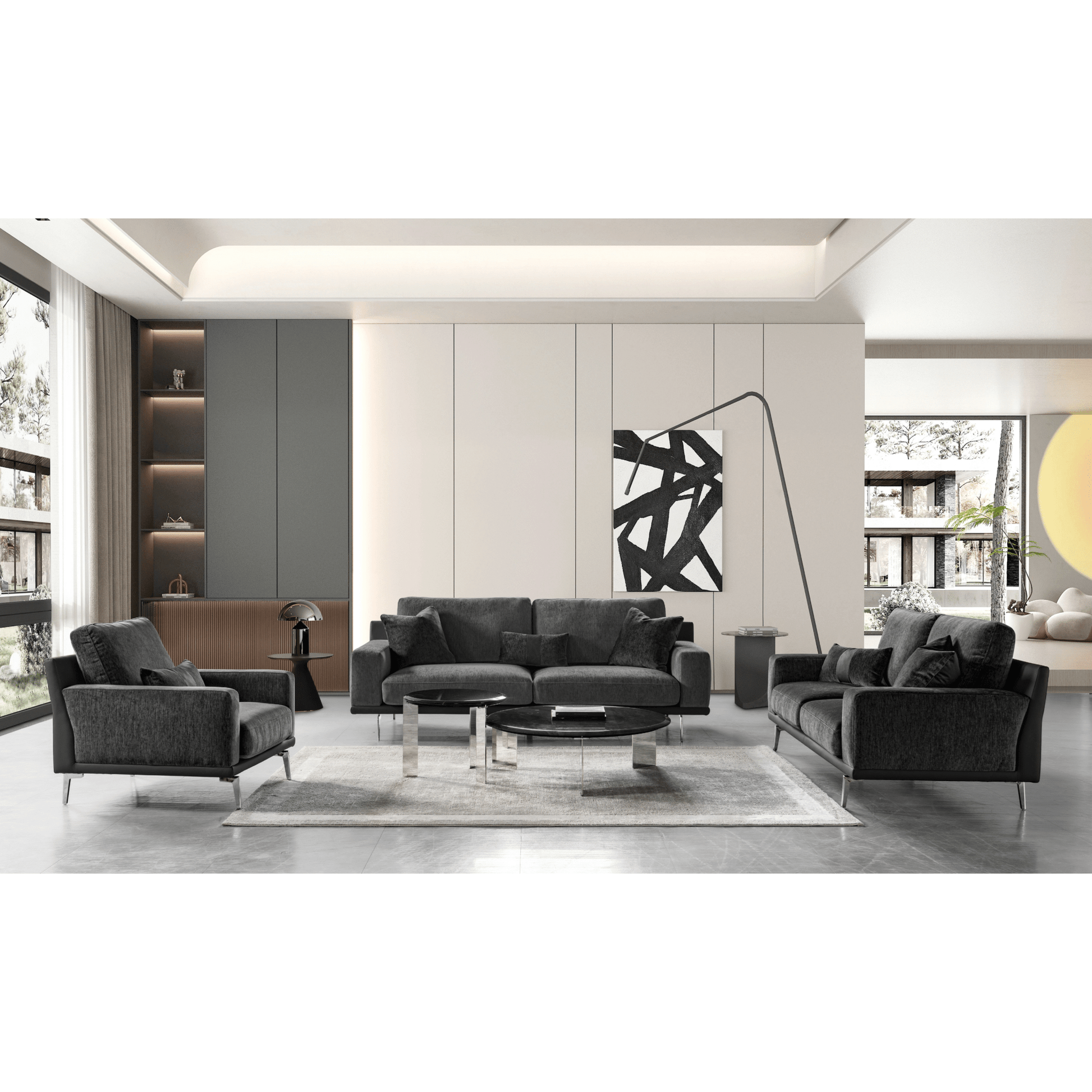 Whisper Soft Black Sofa Set Living Room Sets| Roots Furniture