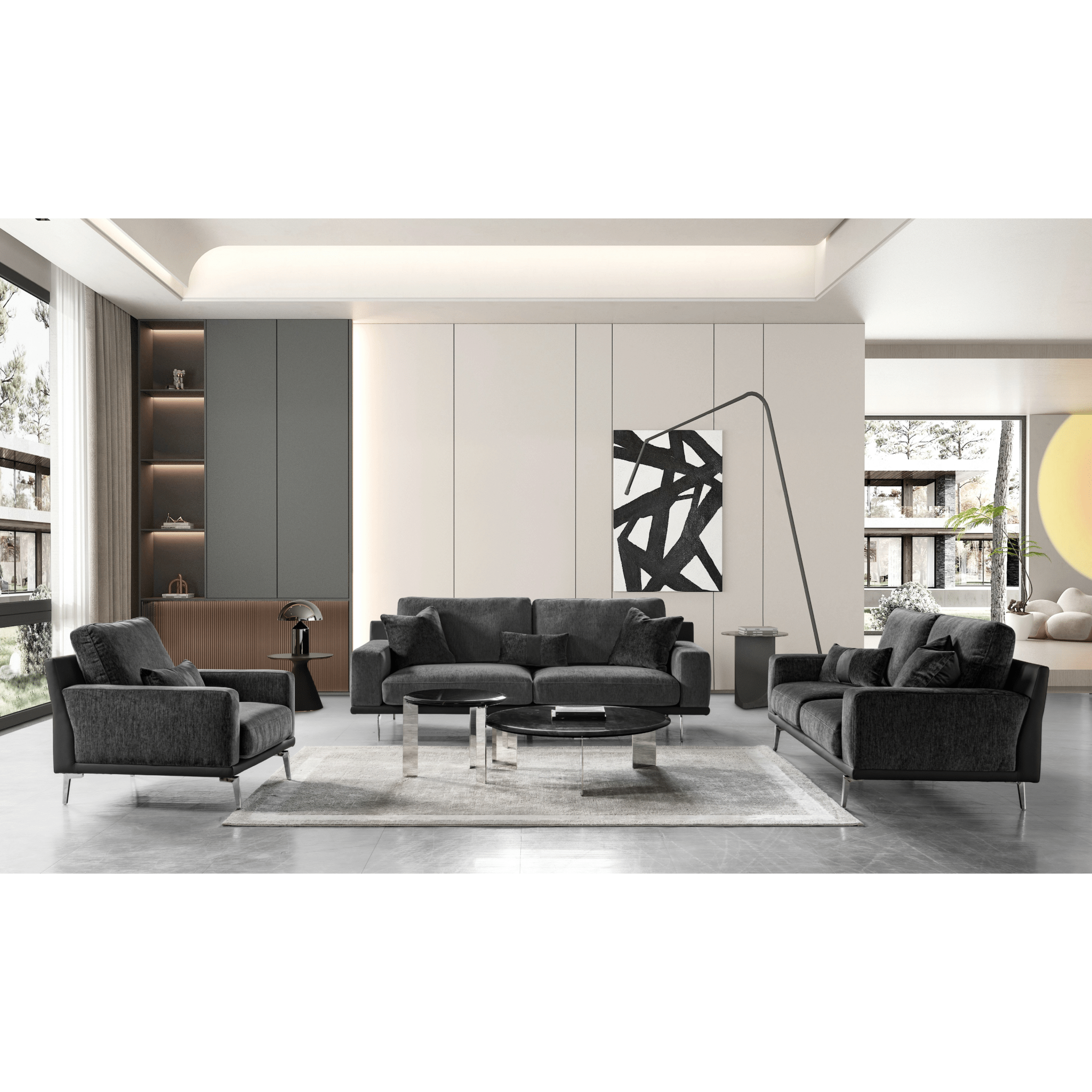 Whisper Soft Black Sofa Set Living Room Sets| Roots Furniture