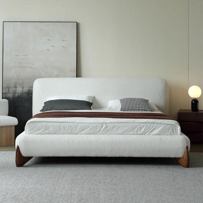 White Boucle Bed - by Alhome - Al Rugaib Furniture