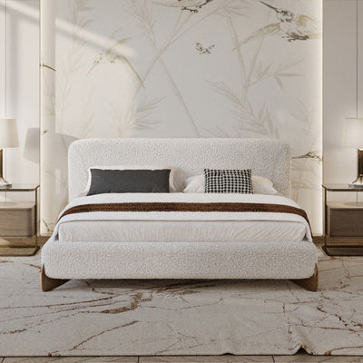 White Boucle Bed - Scandinavian Elegance in Your Bedroom by Alhome - Al Rugaib Furniture