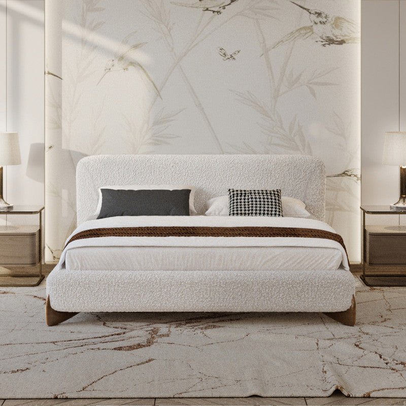 White Boucle Bed - Scandinavian Elegance in Your Bedroom by Alhome - Al Rugaib Furniture