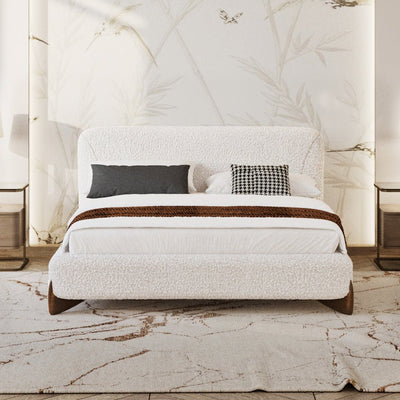 White Boucle Bed - Scandinavian Elegance in Your Bedroom by Alhome - Al Rugaib Furniture