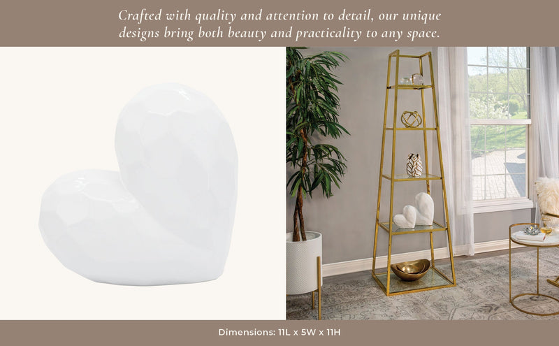 WHITE CERAMIC HEART, 11" - Al Rugaib Furniture