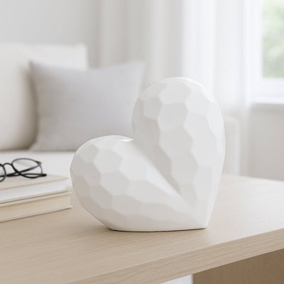 WHITE CERAMIC HEART, 11" - Al Rugaib Furniture