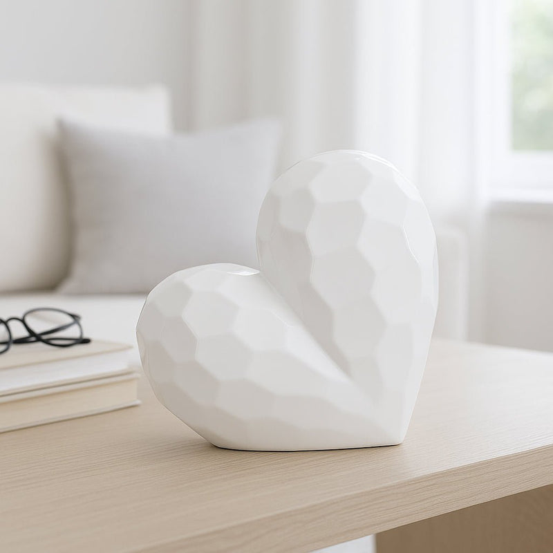 WHITE CERAMIC HEART, 11" - Al Rugaib Furniture