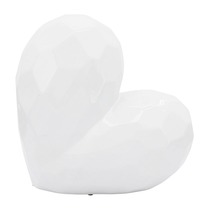 WHITE CERAMIC HEART, 11" - Al Rugaib Furniture
