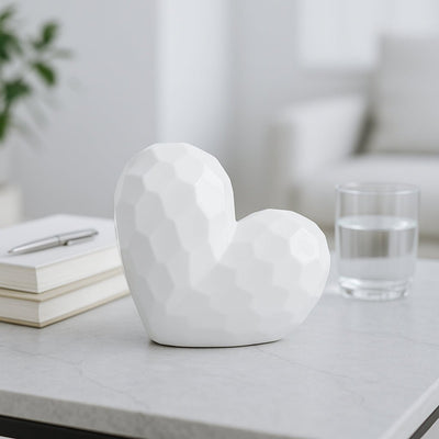 WHITE CERAMIC HEART, 11" - Al Rugaib Furniture