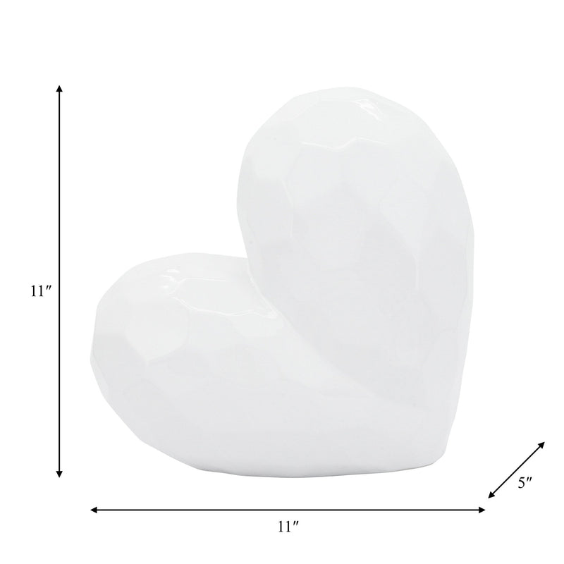 WHITE CERAMIC HEART, 11" - Al Rugaib Furniture