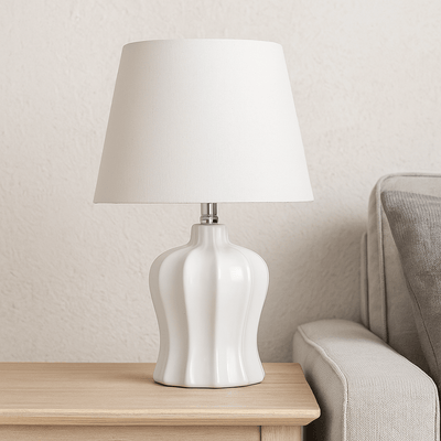 WHITE CERAMIC TABLE LAMP - Al Rugaib Furniture