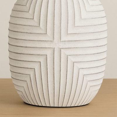 White Ceramic Table Lamp with Elegant Fabric Shade - Al Rugaib Furniture