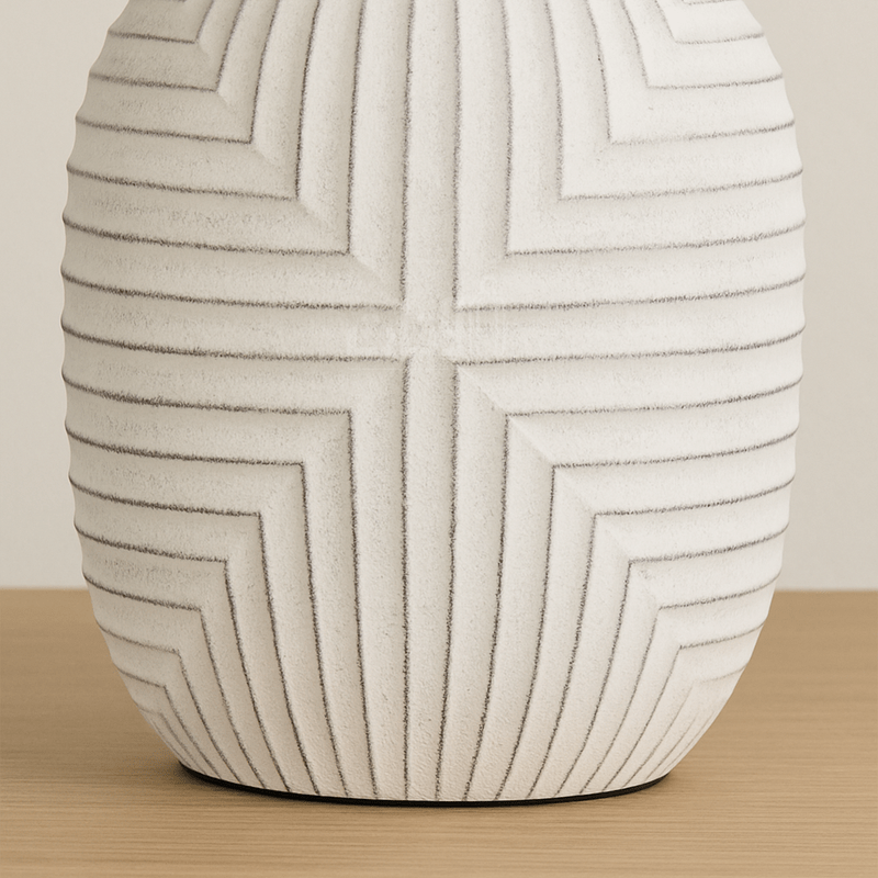 White Ceramic Table Lamp with Elegant Fabric Shade - Al Rugaib Furniture