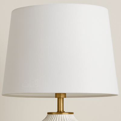 White Ceramic Table Lamp with Elegant Fabric Shade - Al Rugaib Furniture