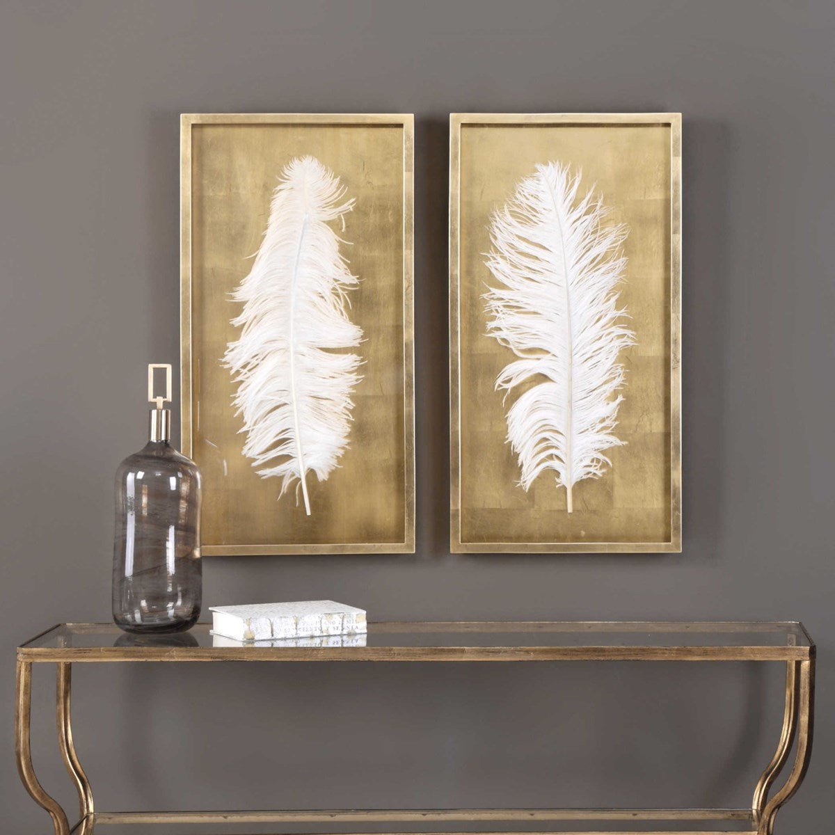 White Feathers Shadow Box, S/2 Paintings & Pictures| Uttermost