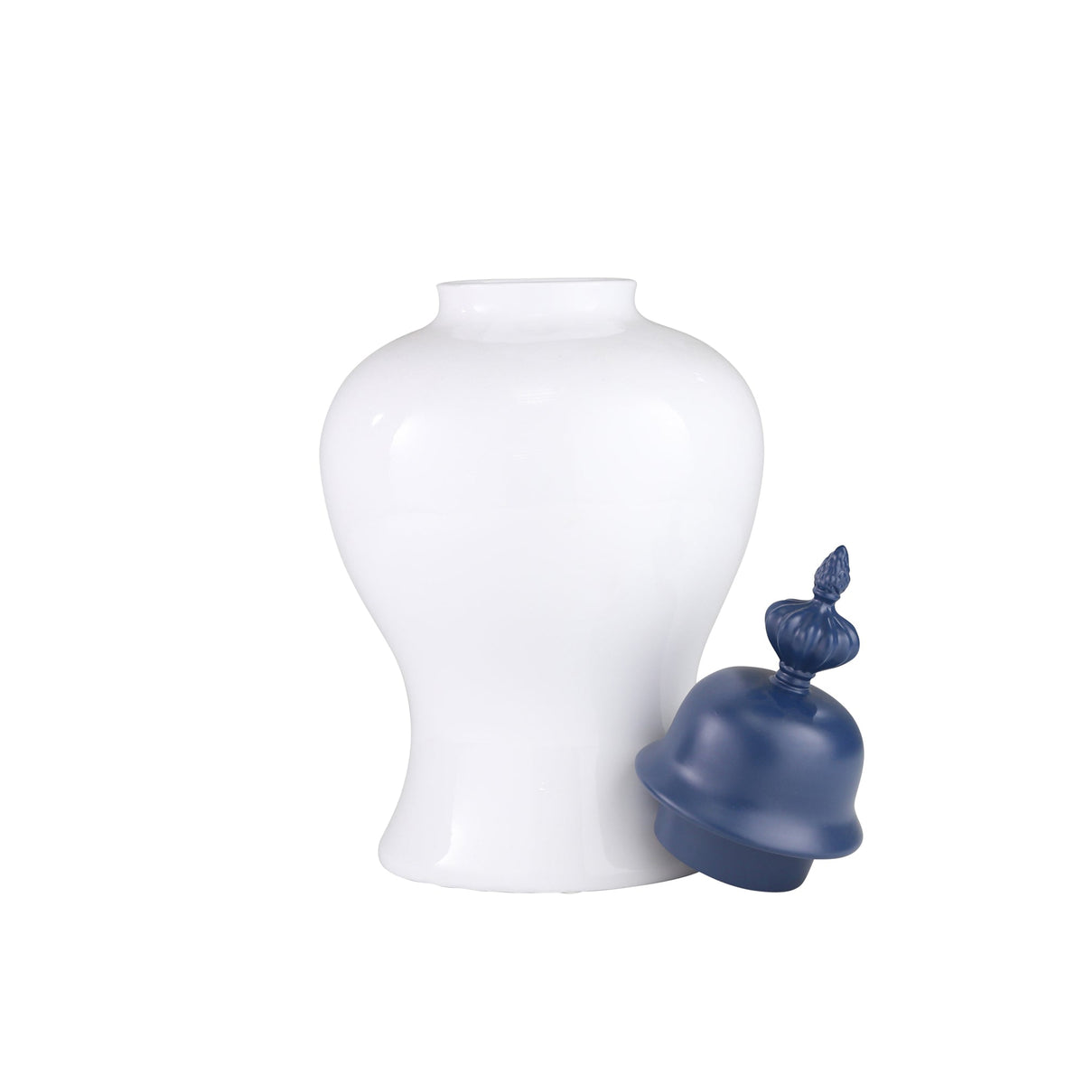 WHITE JAR W/ BLUE TOP 24" Vases and Jars| Sagebrook Home