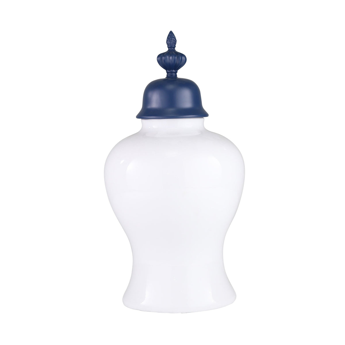 WHITE JAR W/ BLUE TOP 24" Vases and Jars| Sagebrook Home