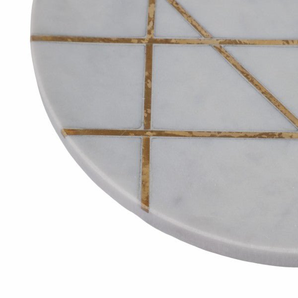 WHITE MARBE BRASS INLAY TOP MS GOLD EPPL Accent & End Tables| Sagebrook Home