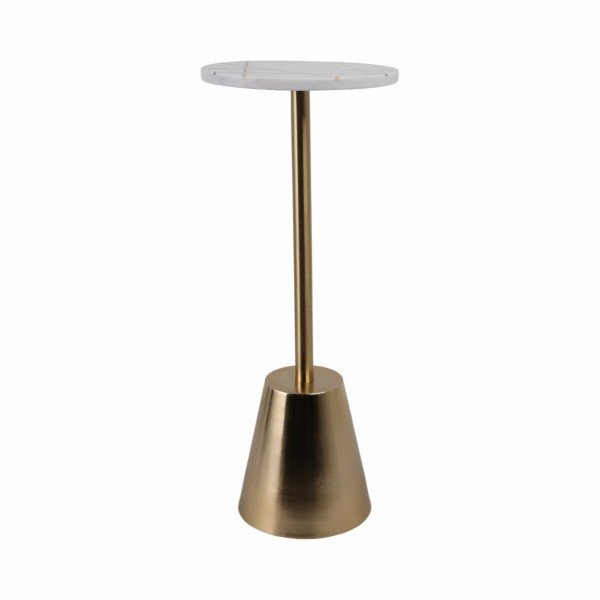 WHITE MARBE BRASS INLAY TOP MS GOLD EPPL Accent & End Tables| Sagebrook Home