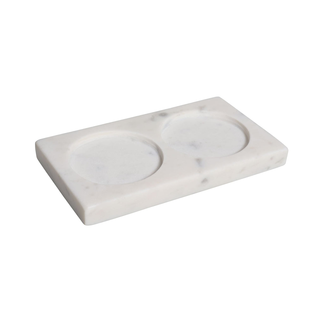 White Marble 2-Slot Caddy  Table Decors| Roots Furniture