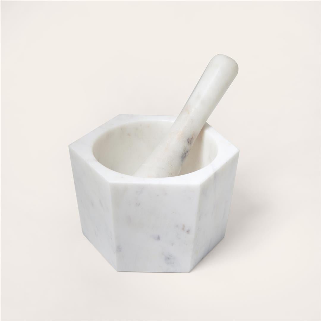 White Marble Mortar & Pestle- Small Candle Holders| Roots Furniture
