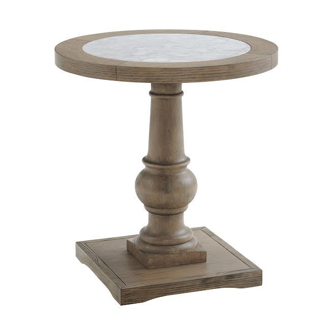 White Marble Top Grayish Brown Round Side Table Accent & End Tables| Roots Furniture