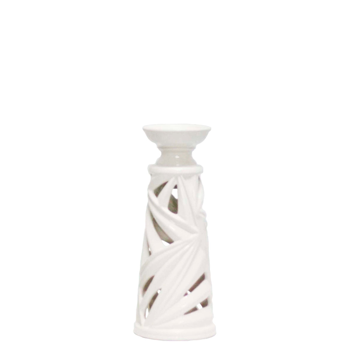 WHITE PALM LEAF CANDLE HOLDER, 12" Candle Holders| Sagebrook Home