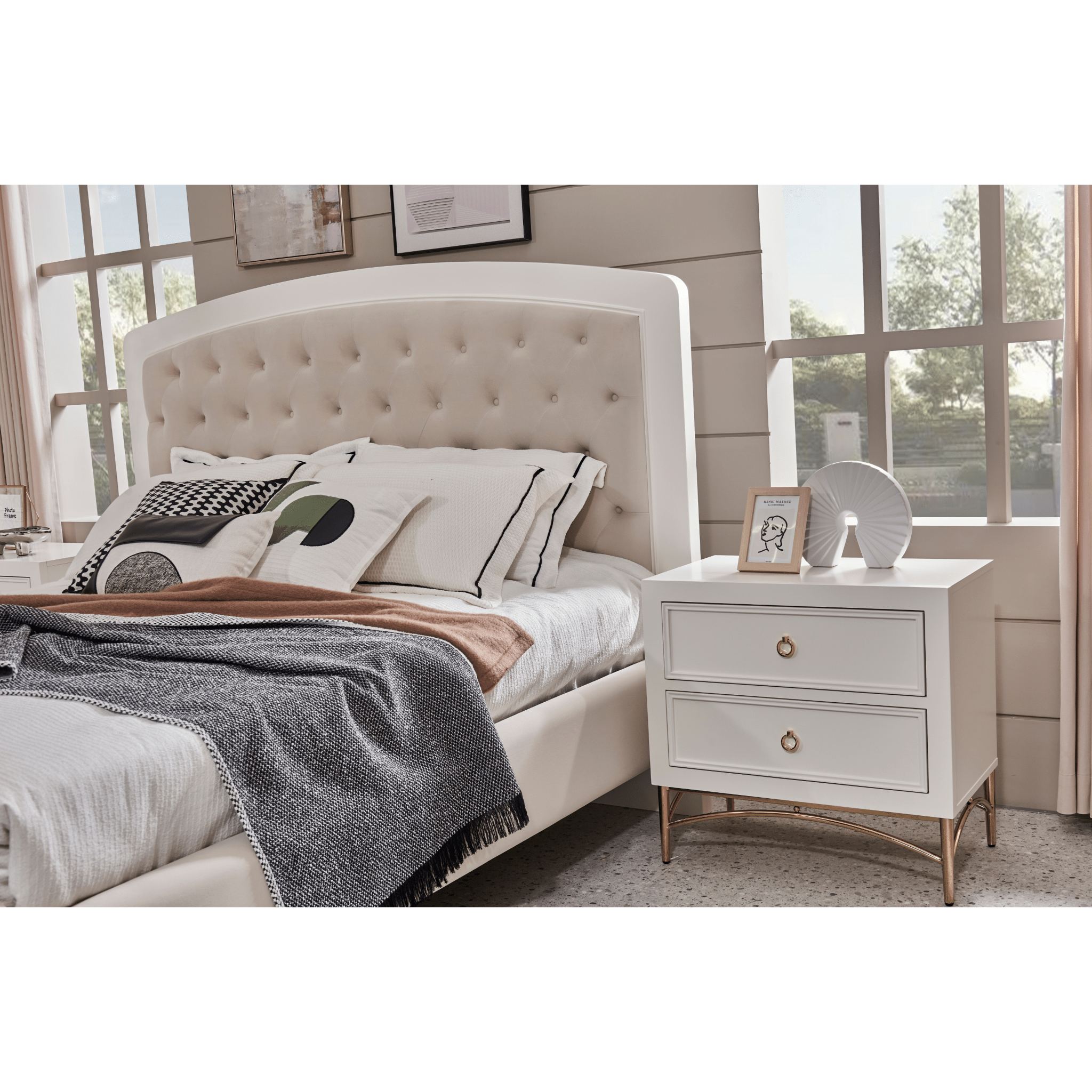 WHITE PEARL KING BED Beds| Roots Furniture