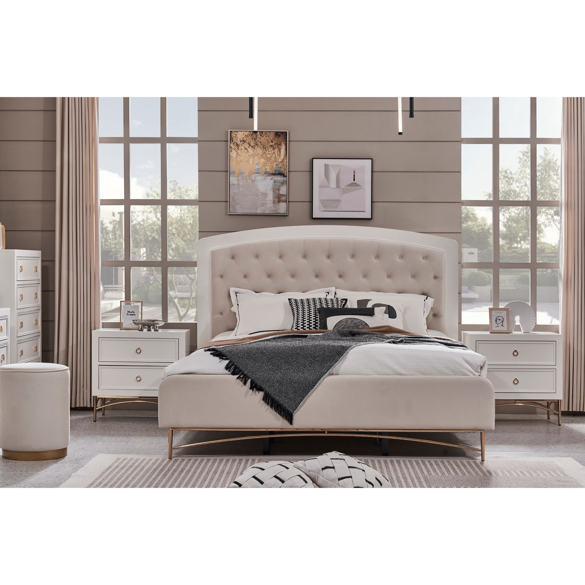 WHITE PEARL KING BED Beds| Roots Furniture