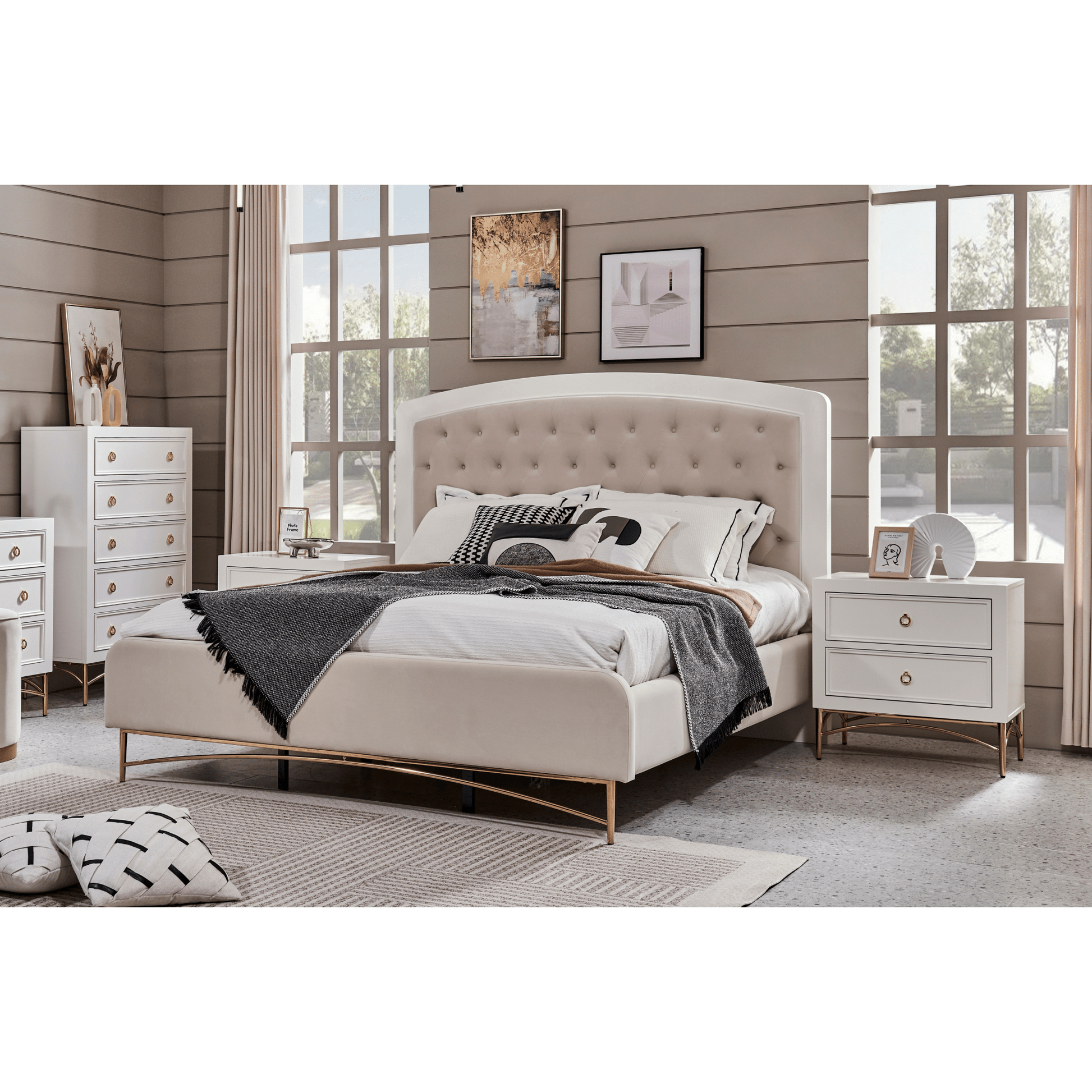 WHITE PEARL KING BED Beds| Roots Furniture