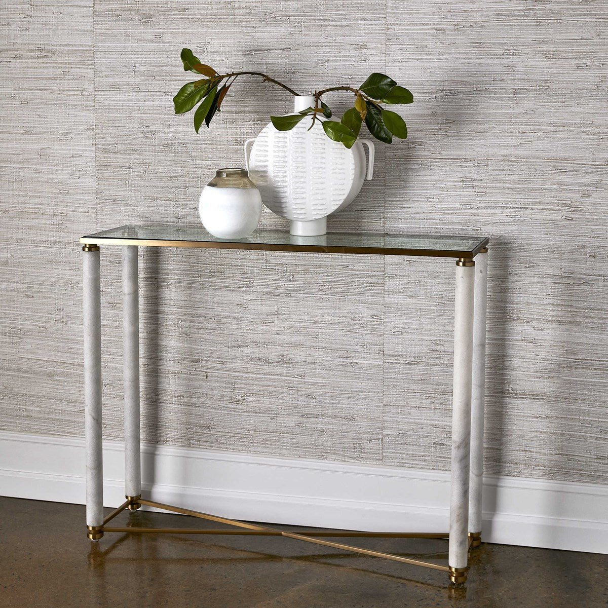 White Pillar Console Consoles & Sideboards| Uttermost