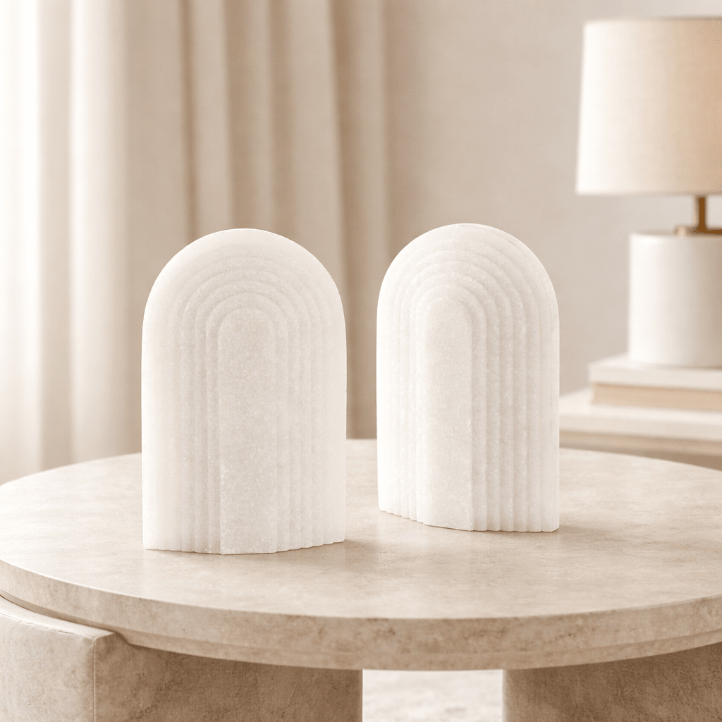 WHITE RICE STONE BOOKENDS S/2 Table Decors| Uttermost