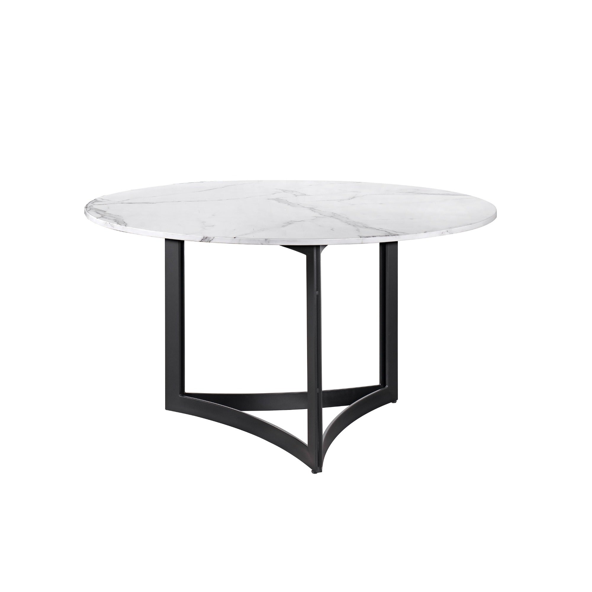 Alexa Dining Table Black Base and 150 CM Round White Marble