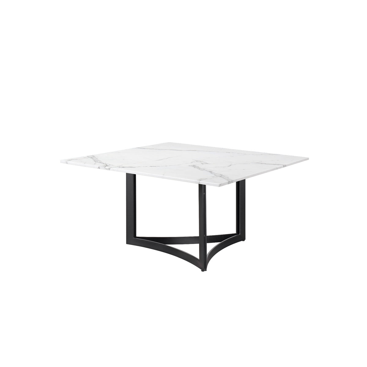 Alexa Dining Table Black Base and 160 Square CM White Marble