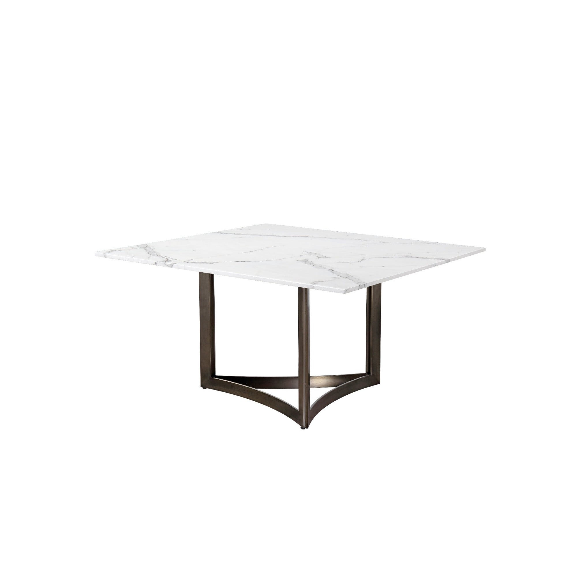 Alexa Dining Table Bronze Base and 160 Square CM White Marble