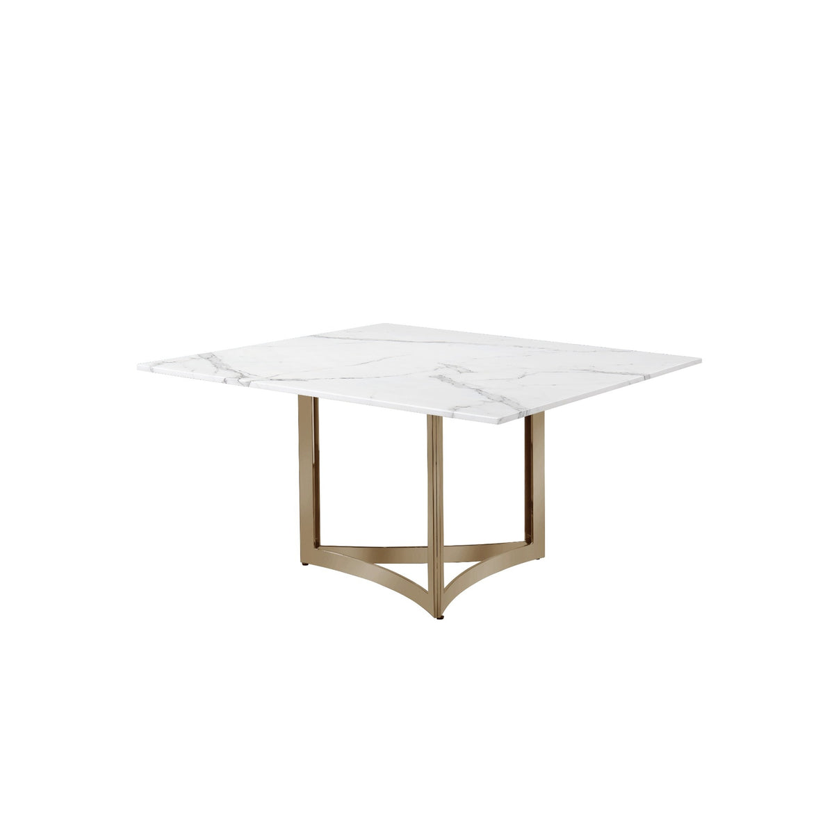 Alexa Dining Table Gold Base and 160 CM Square White Marble