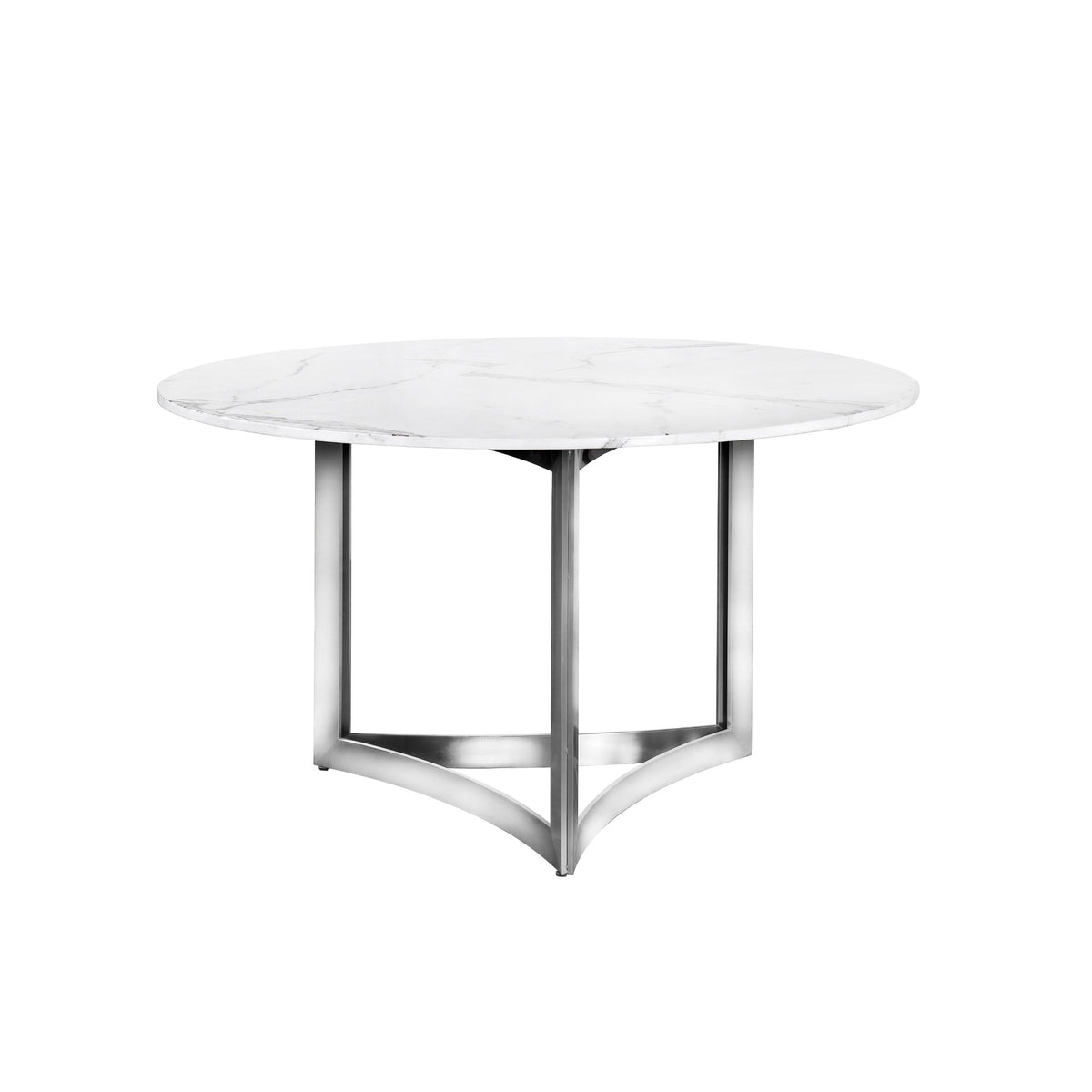 Alexa Dining Table Silver Base and 180 CM Round White Marble