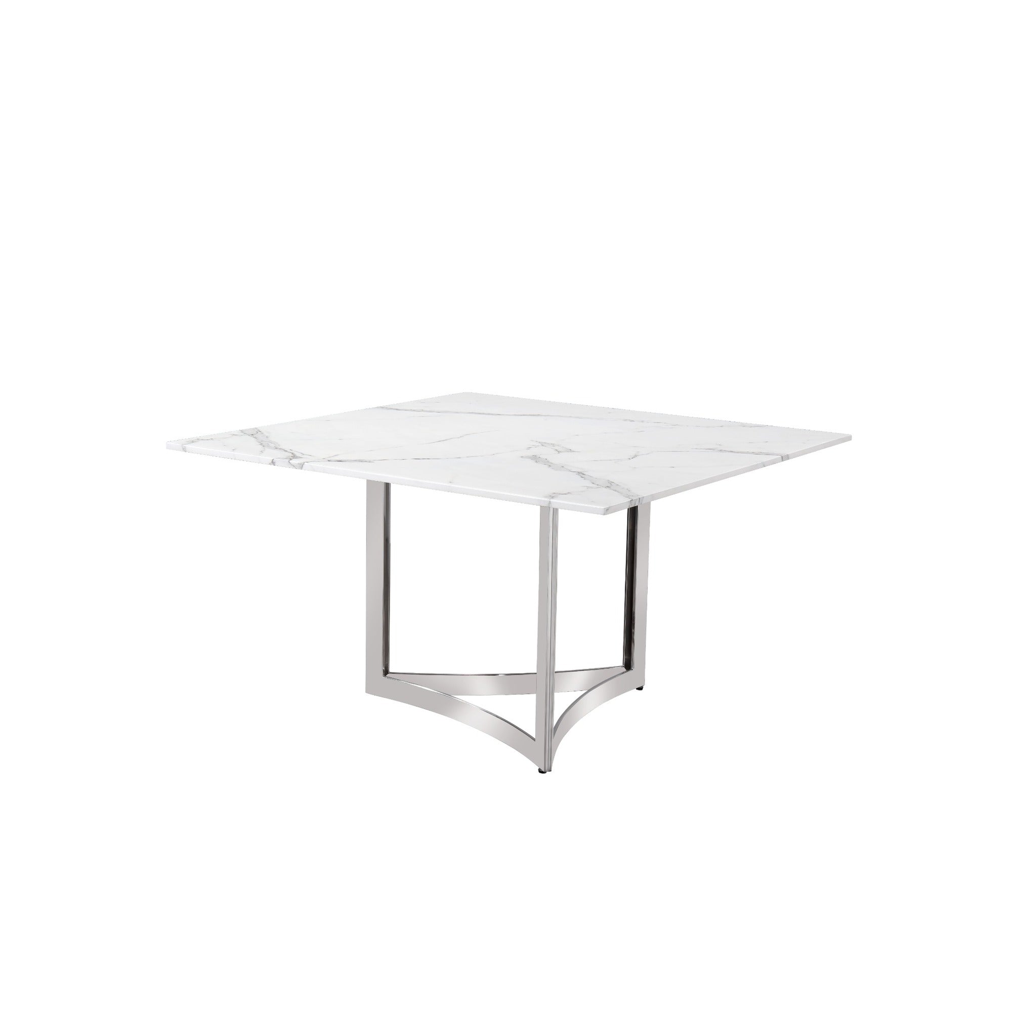 Alexa Dining Table Silver Base and 160 CM Square White Marble