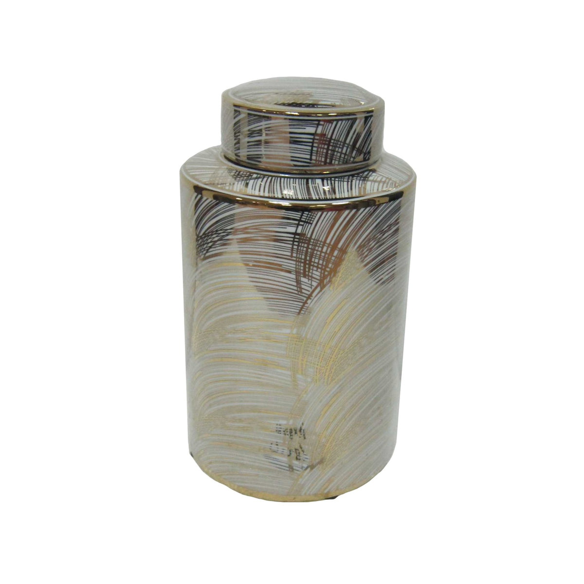 WHITE/GOLD BRUSHED JAR 12" Vases and Jars| Sagebrook Home