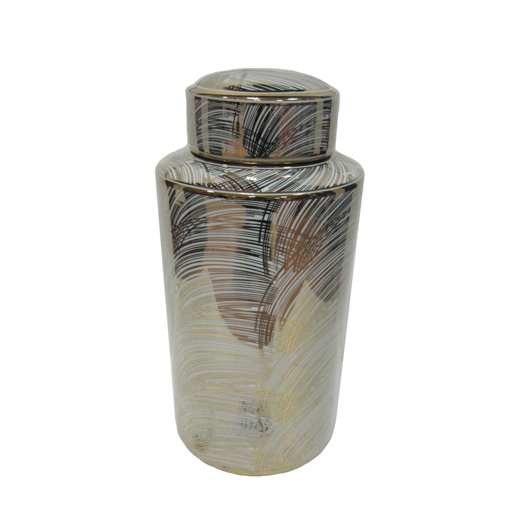 WHITE/GOLD BRUSHED JAR 15.75" Vases and Jars| Sagebrook Home