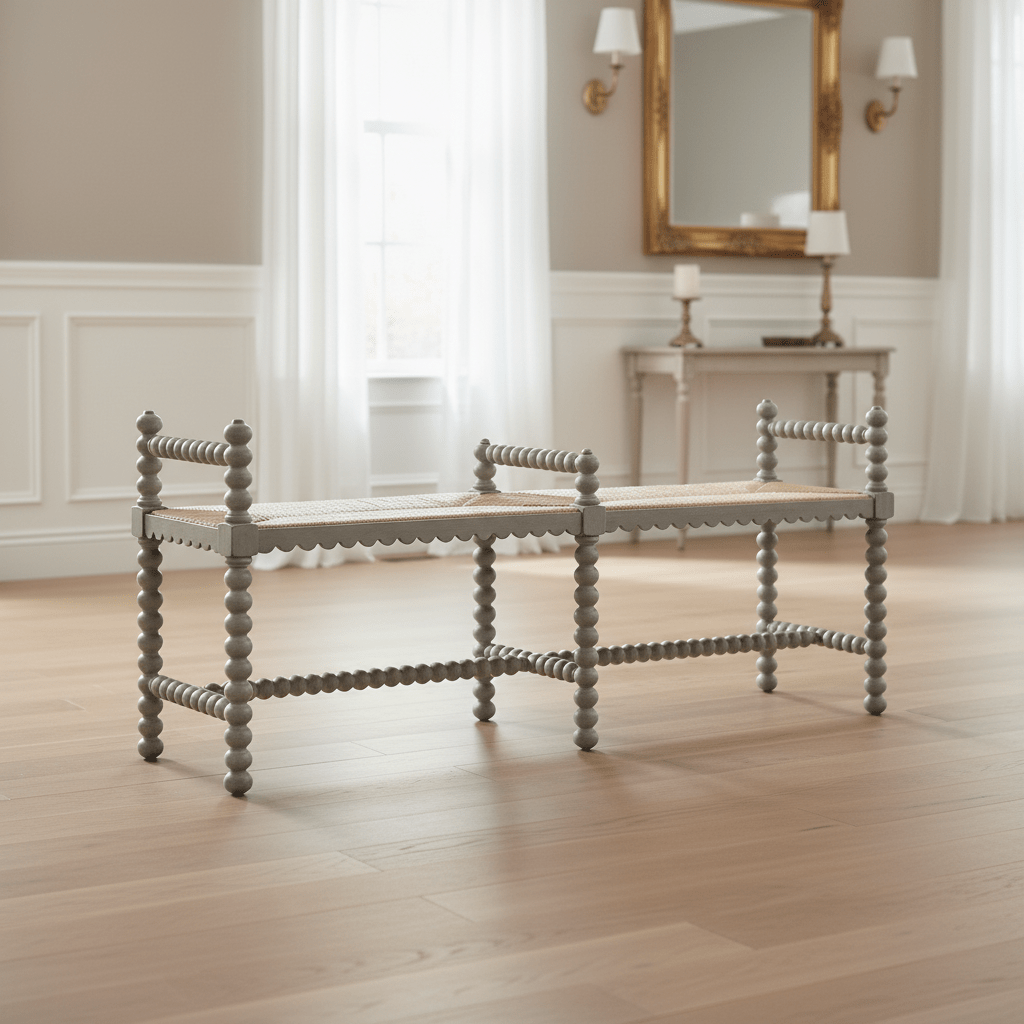 William Yeoward Collected - Country House Chic - Bellingham Country Grey Double Bench Ground Decors| Jonathan Charles