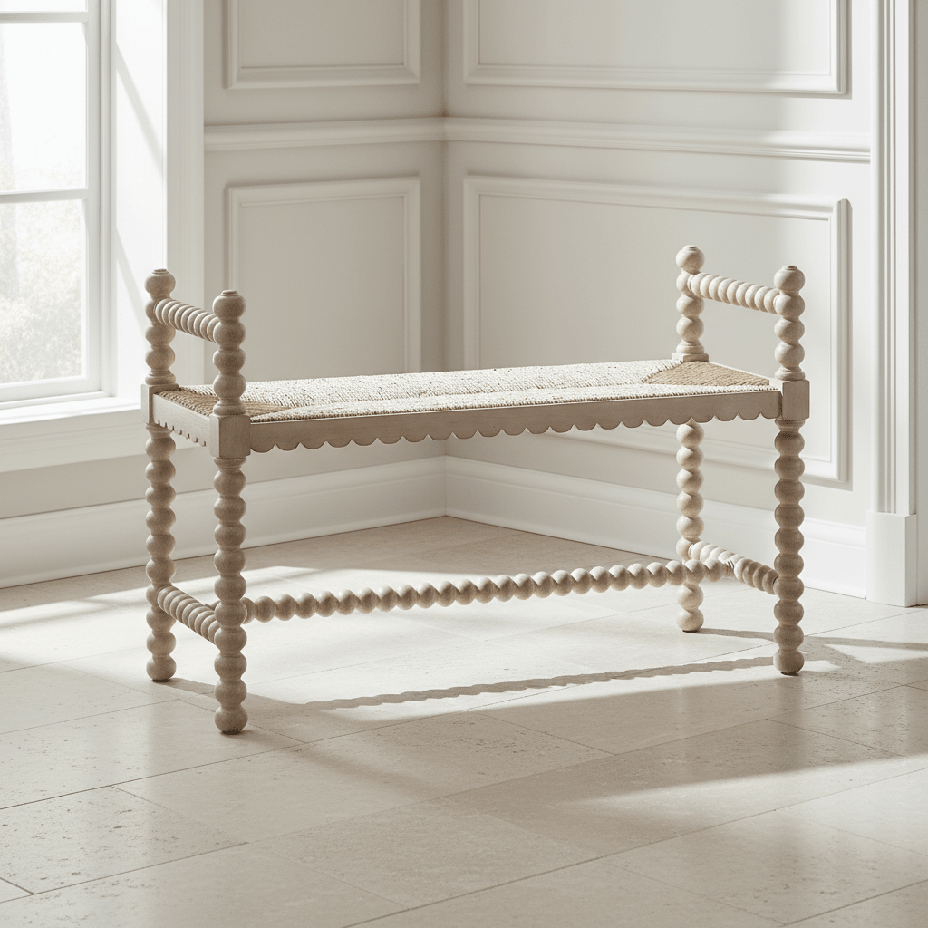 William Yeoward Collected - Country House Chic - Bellingham Country Grey Single Bench Ground Decors| Jonathan Charles
