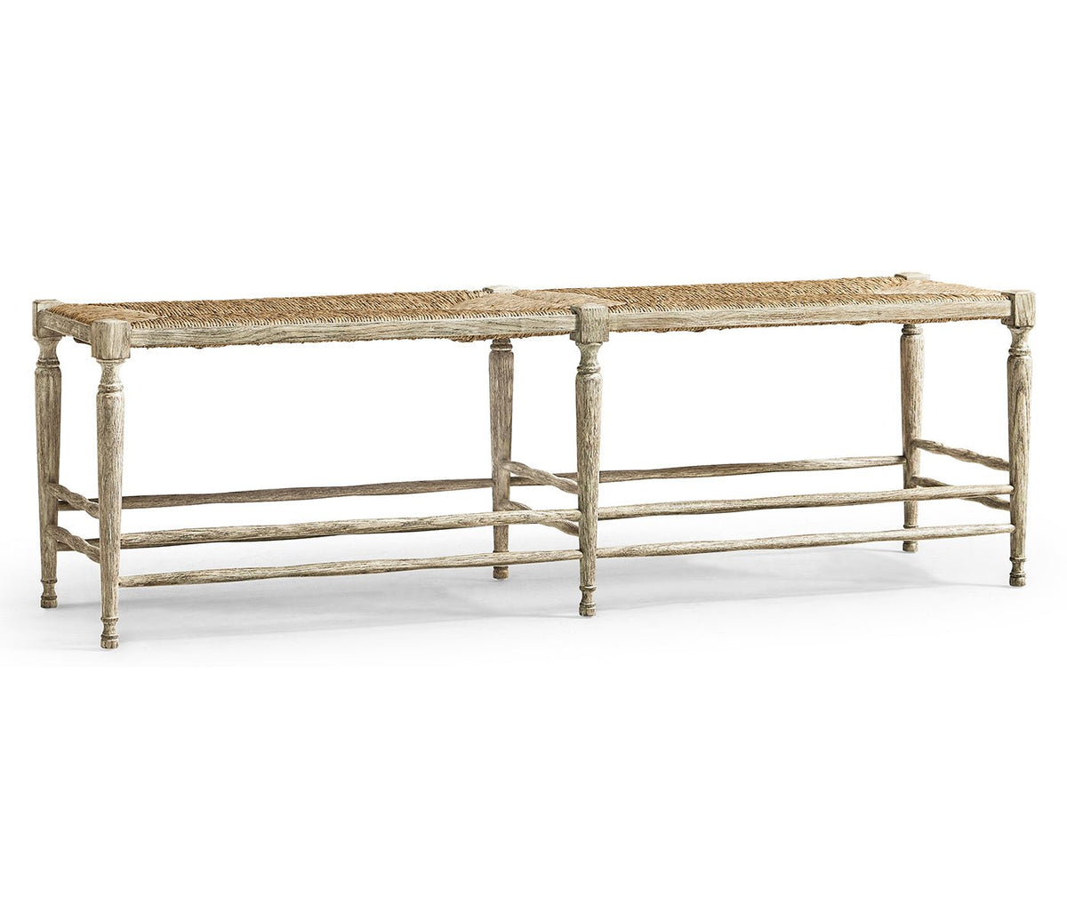 William Yeoward Collected - Country House Chic - Bodiam Grey Oak Bench Ground Decors| Jonathan Charles