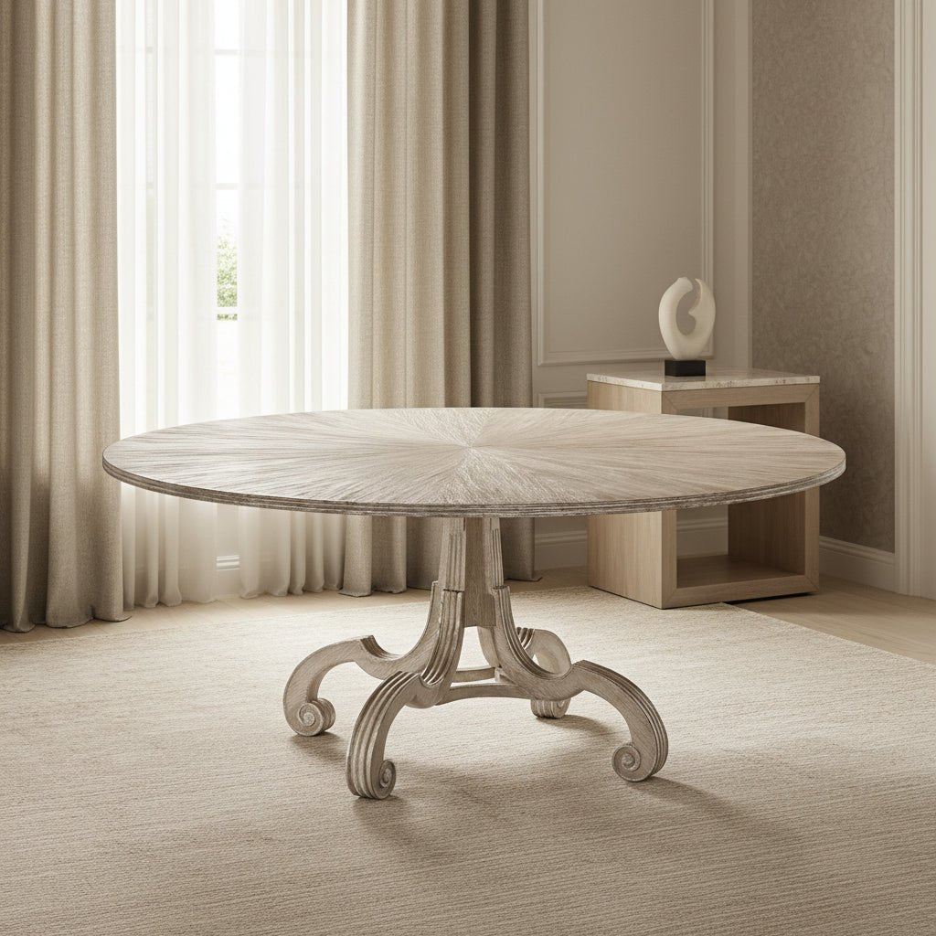 William Yeoward Collected - Country House Chic - Lacock 70" Venetian White Oak Dining Table with Silver Gilding Dining Tables| Jonathan Charles
