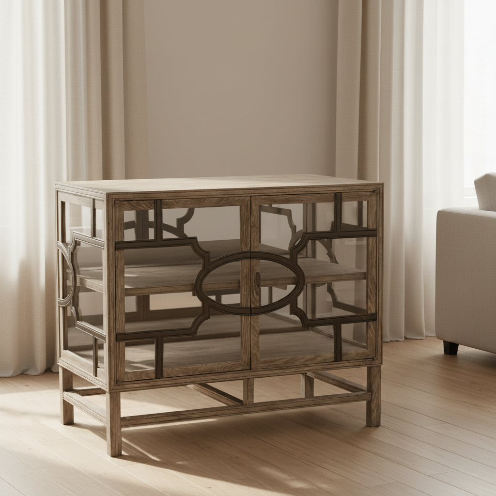 William Yeoward Collected - Urban Cool - Hewlett Grey Oak Glazed Cabinet Cabinets & Chests| Jonathan Charles