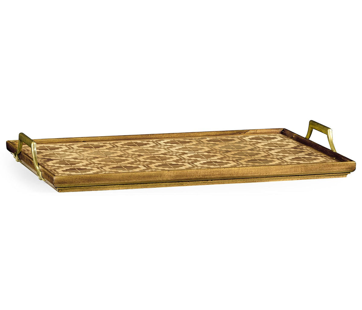 William Yeoward Collected - Urban Cool - Rectangular Natural Acacia & Geometric Inlaid Tray Ground Decors| Jonathan Charles