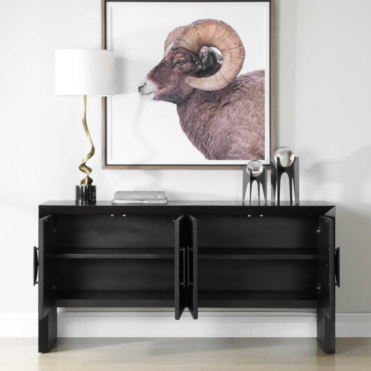 Williams Black 4 Door Cabinet Cabinets & Chests| Uttermost