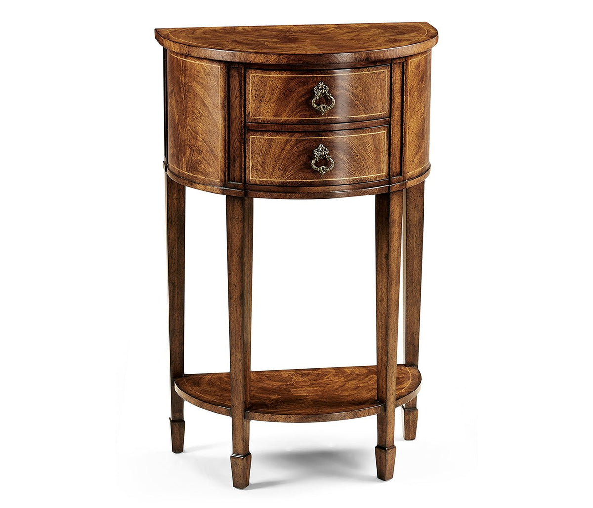 Windsor Collection - Crotch walnut demilune narrow tables Accent & End Tables| Jonathan Charles