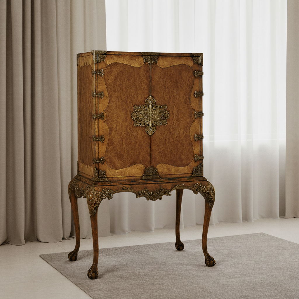 Windsor Collection - Queen Anne Walnut & Satinwood Drinks Cabinet Cabinets & Chests| Jonathan Charles