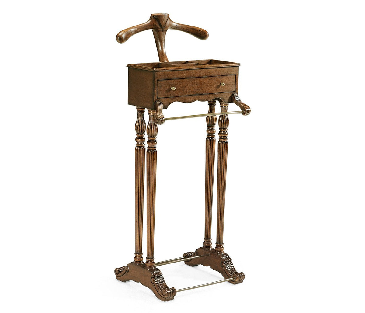 Windsor Collection - Regency Style Walnut Valet Stand with Stud Box Ground Decors| Jonathan Charles