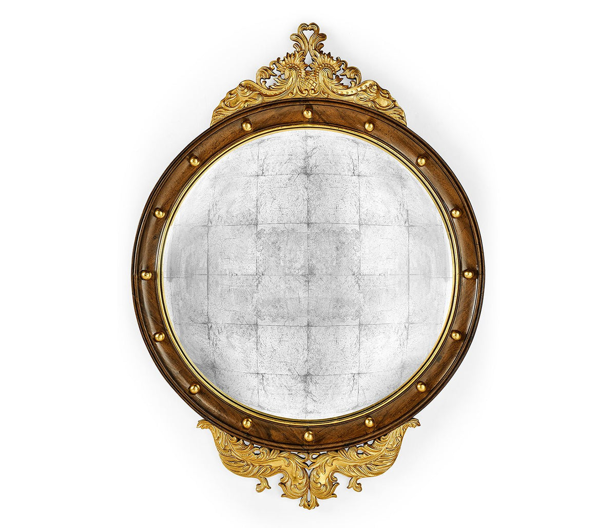 Windsor Collection - Regency walnut & gilt round convex églomisé mirror (Large) Mirrors| Jonathan Charles